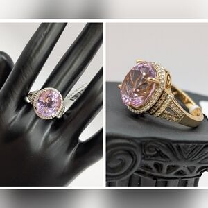 14K Gold Kunzite And Diamond Ring